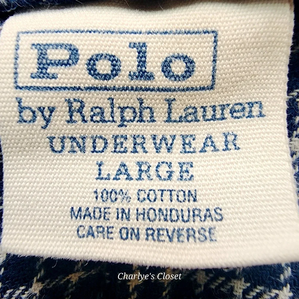 Polo‎ Ralph Lauren Mens Pajama Pants L Blue Gingham Cotton Lounge Sleepwear